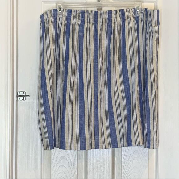 Torrid Mini Linen High Waisted Skirt in Natural Blue Stripe Size 3X NWT - Picture 6 of 14
